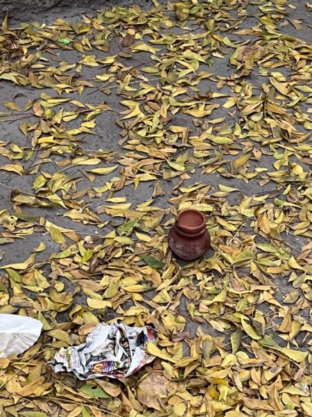 Photo: Delisha Kumar/Yuvoice. "A diya placed as part of a Holi ritual in Delhi. Many believe this practice wards off negative energy."