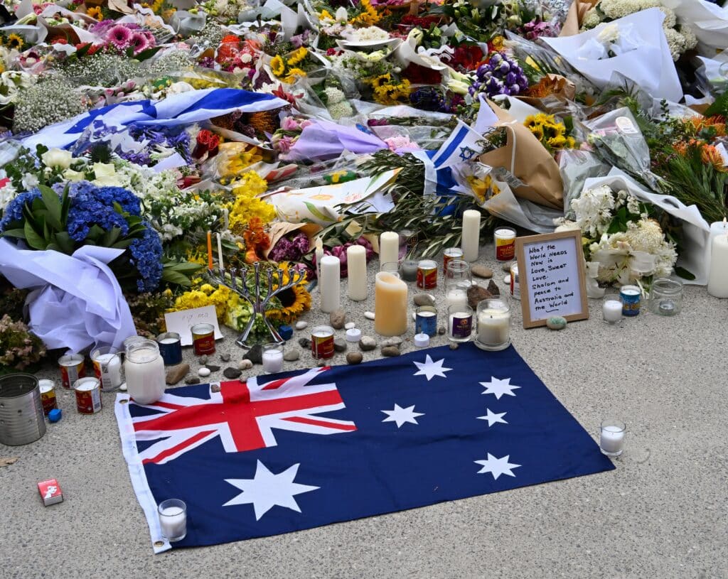 Aftermath of Bondi Beach massacre. Public domain image via Wikimedia Commons.