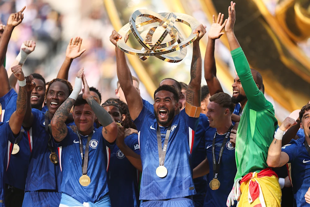 Academy graduate Reece James lifts the Club World Cup trophy for Chelsea FC. (Chelsea FC website