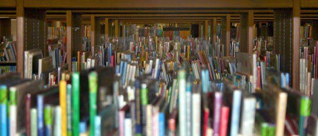 Endless books in endless library stacks.