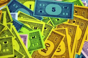 Play money galore from the game Monopoly
