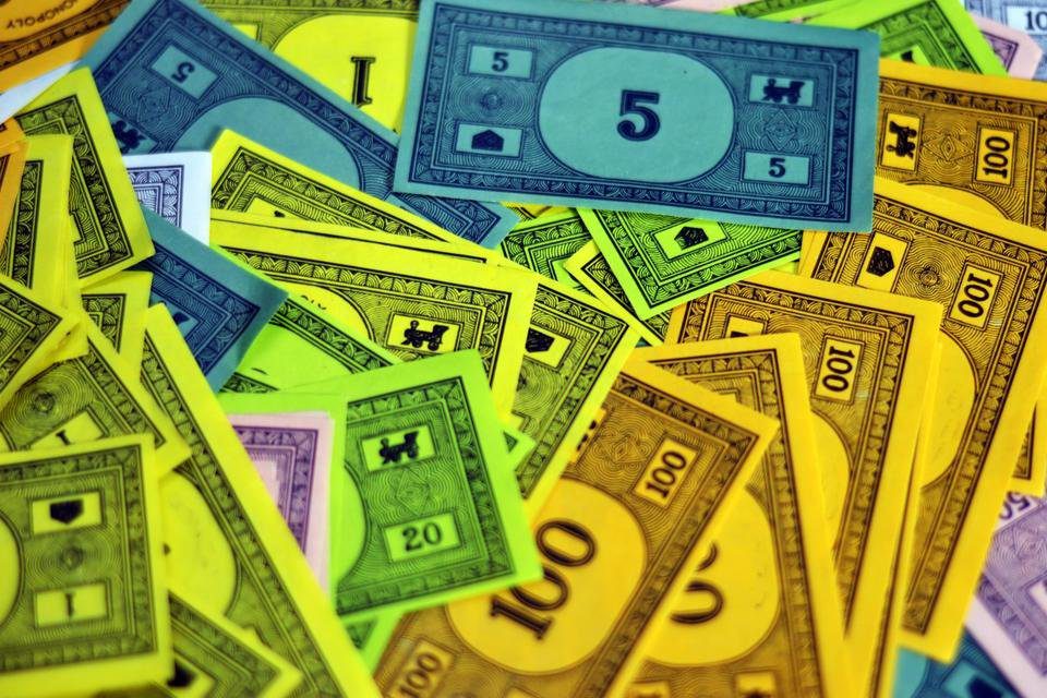 Play money galore from the game Monopoly
