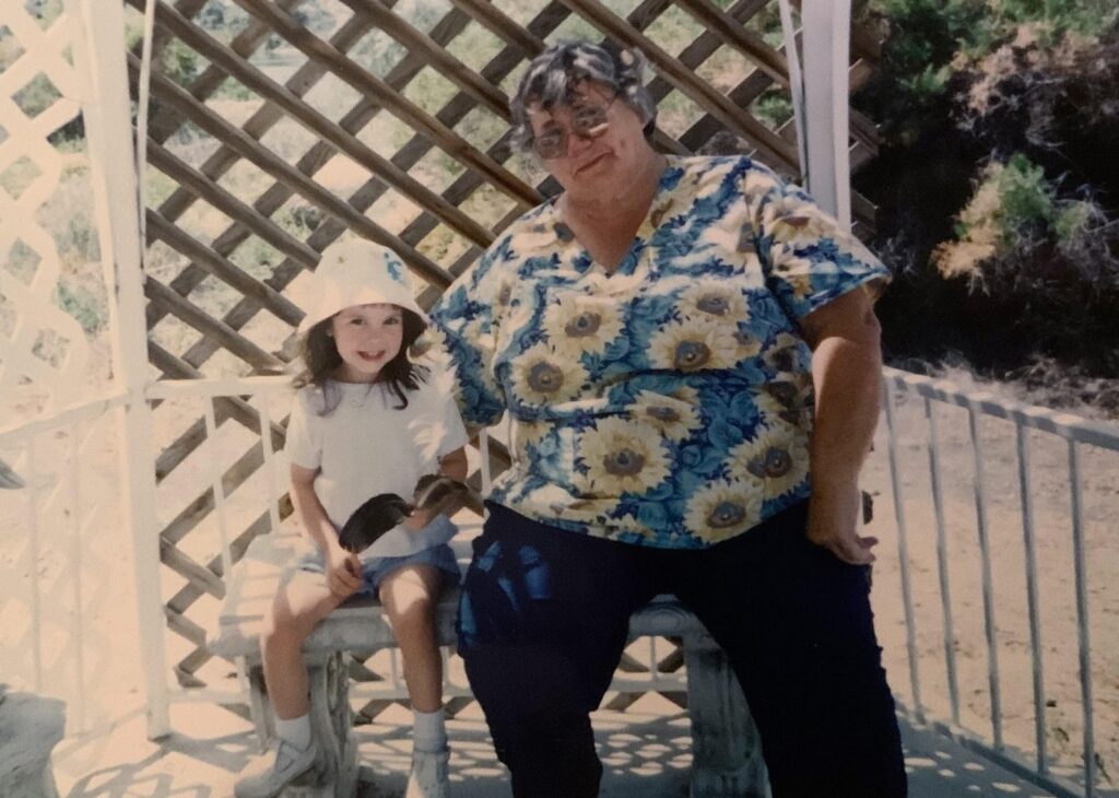 A childhood photo of Brooklyn Riepma with their grandmother.