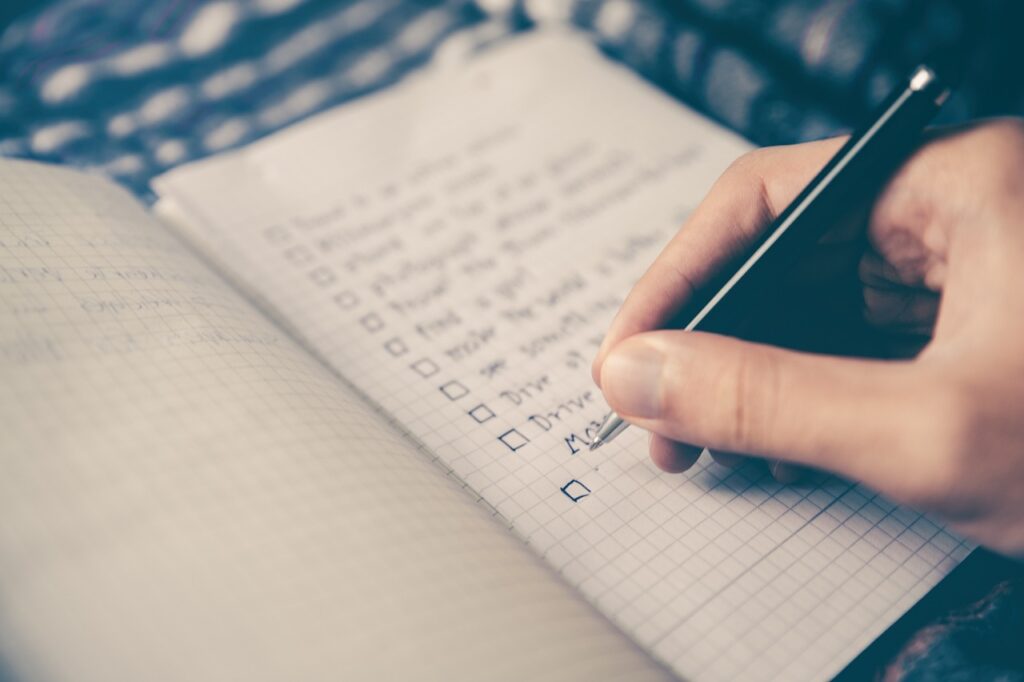 An open journal page containing a new “to-do” list. 
