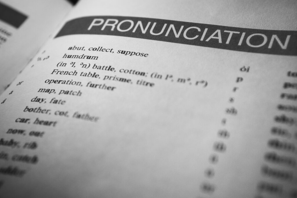 A page from a textbook showing the phonetic notations of a group of words.