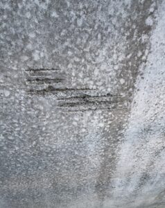 Image of lines on a concrete wall that resemble scratches.